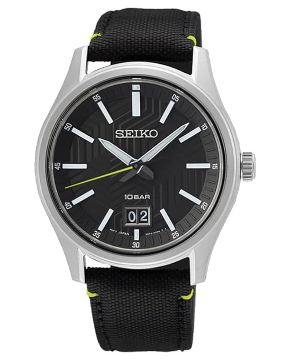 Seiko Nylon Analogue Black Dial Men's Watch