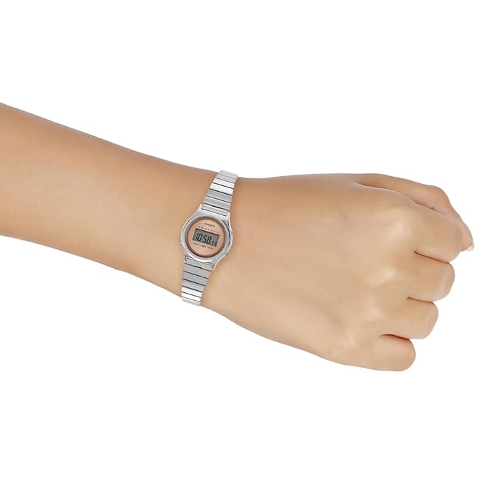 Casio Unisex Vintage LA700WE-4ADF Pink Digital Dial Silver Stainless Steel Band thumbnail